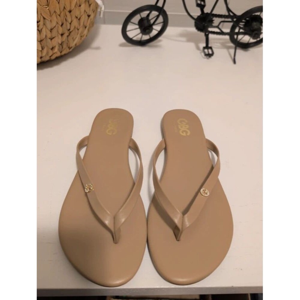 GBG Los Angeles Nude Rhinestone Flip-Flops